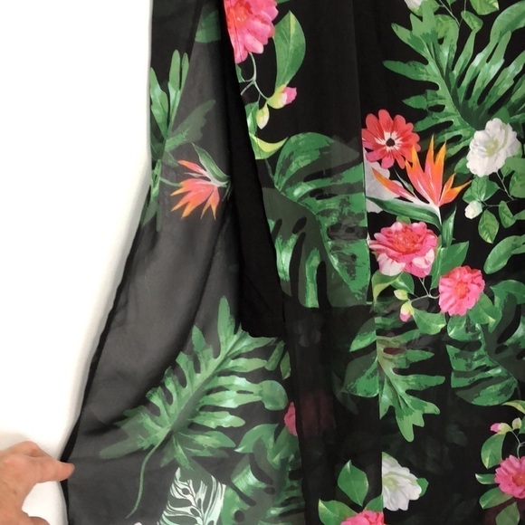 Vince Camuto Havana Bright Floral Black Overlay Sleeveless Maxi Dress Size L - Picture 6 of 10